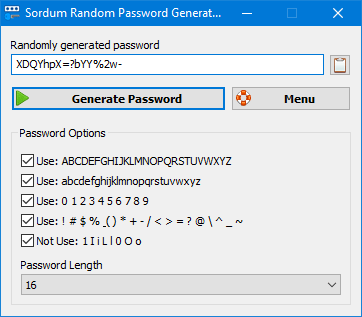 Sordum Random Password Generator 1.1